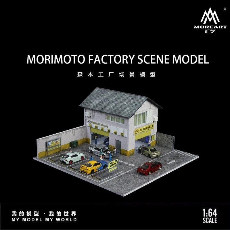 Diorama 1/64 Morimoto Factory Scene Model LED Lighting Parking Lot Scene Model