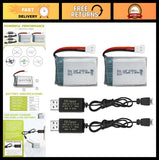 2PCS 3.7V 800mAh Lipo Battery with USB Charger for Drones, Quadcopters & Robots Battery