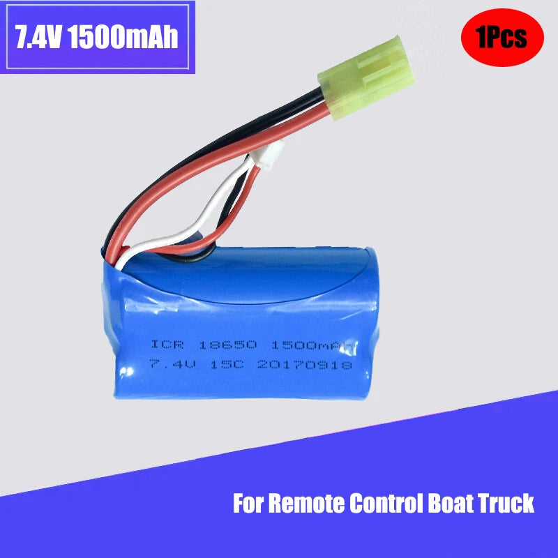 1Pcs 7.4V 1500mAh 15C Battery Mini Tamiya Female P-TO-R plug for RC Boat Truck