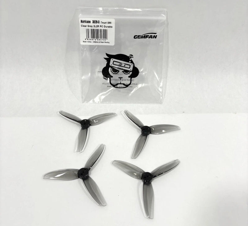 Lot Of 50 Gemfan Hurricane 3020 3 Blade Clear Gray Drone Propeller 1.5mm