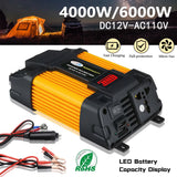 6000W Car Power Inverter 12V DC to 110V AC Power Sine Wave Converter Transformer