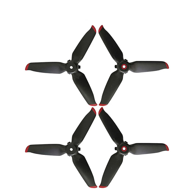 Drone propeller spare parts: four black blades with red tips