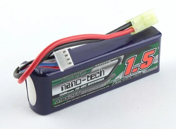 TURNIGY NANO-TECH 1500mAh 3S 11.1V 20-40C LIPO BATTERY AIRSOFT MINI TAMIYA MOLEX
