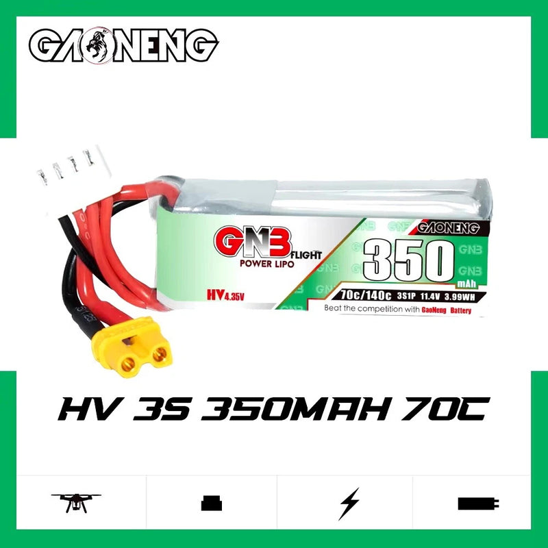 LiHV LiPo Battery 3S 11.4V HV 350mAh 70C 140C XT30 GNB RC FPV Drone - AU Stock Battery