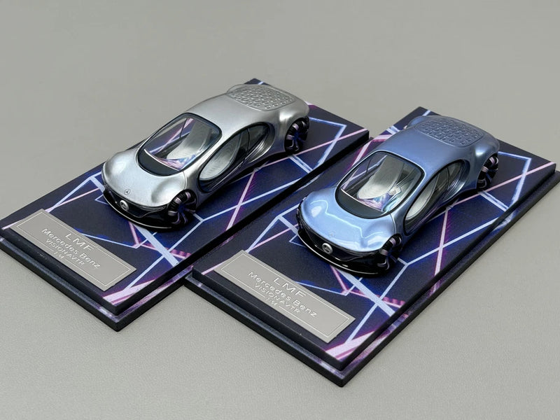 LMF1:64 Mercedes concept car model ornament set, two die-cast cars on display bases