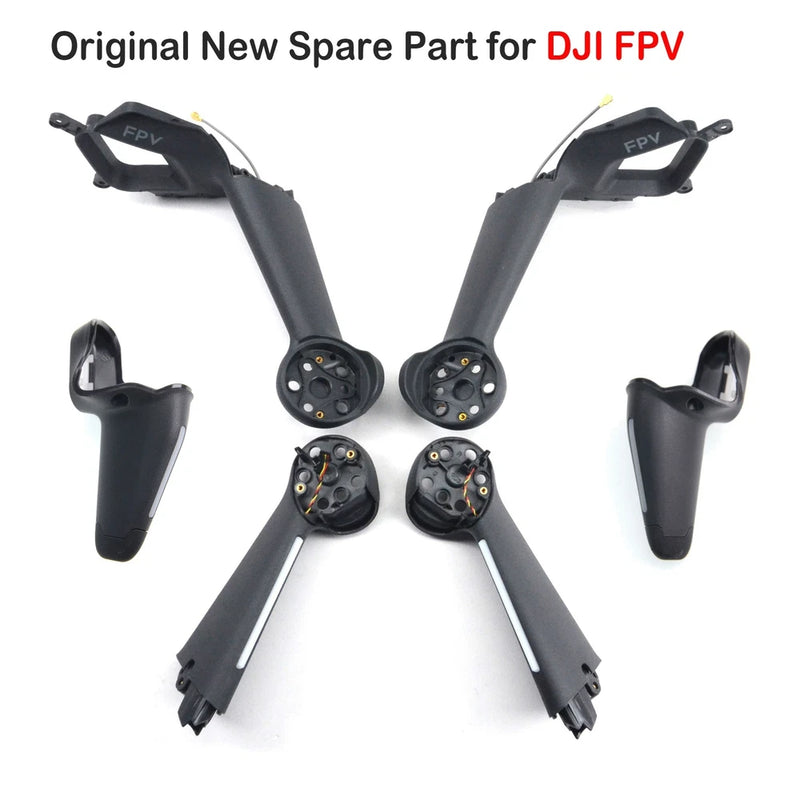 DJI FPV drone arm set with landing gear and motor housings, black