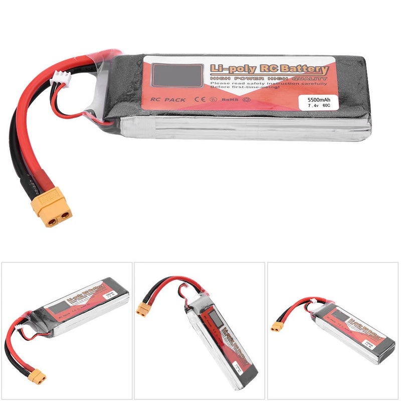 (5500mAh 60C)ZOP POWER 2S 7.4V 5500mAh 60C Rechargeable LiPo Battery With