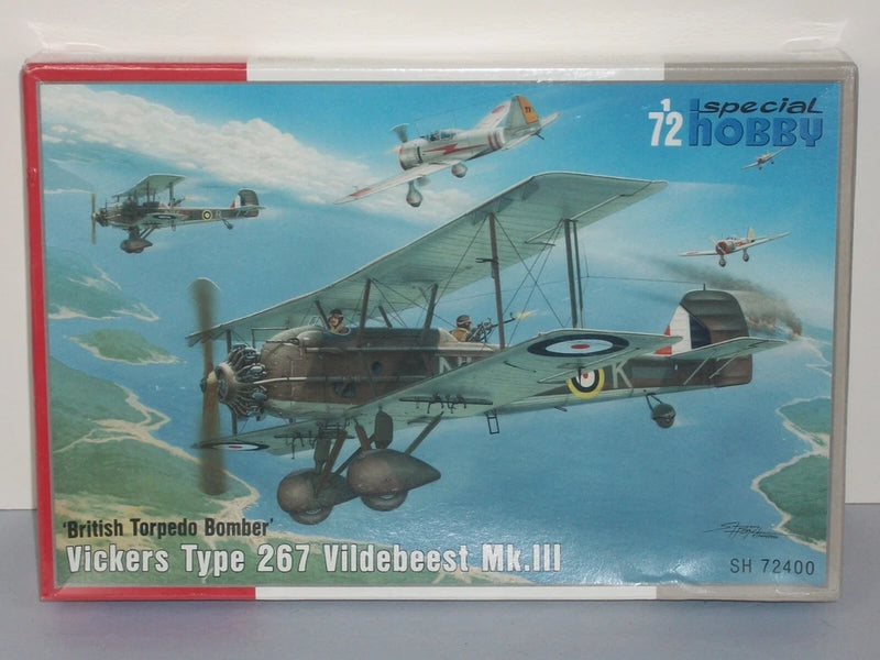 Sealed 1/72 Vickers Type 267 Vildebeest Mk.III model kit box with aircraft artwork