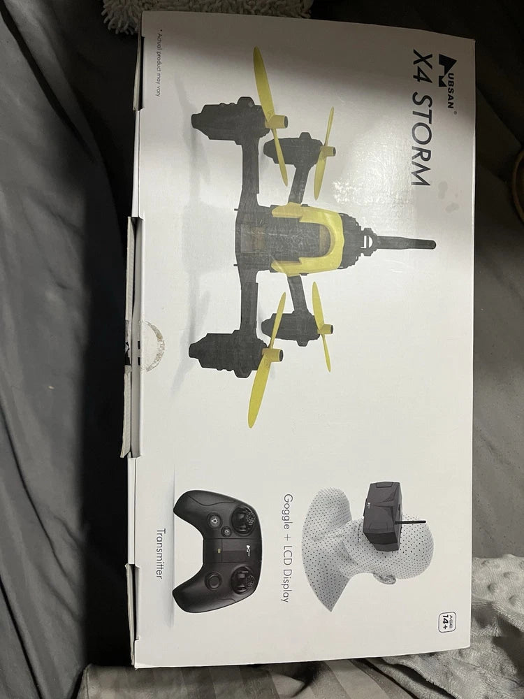 FPV racing drone box with quadcopter and remote controller