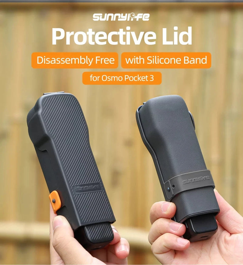 Lens protective lid with silicone band for DJI Osmo Pocket 3, dark gray