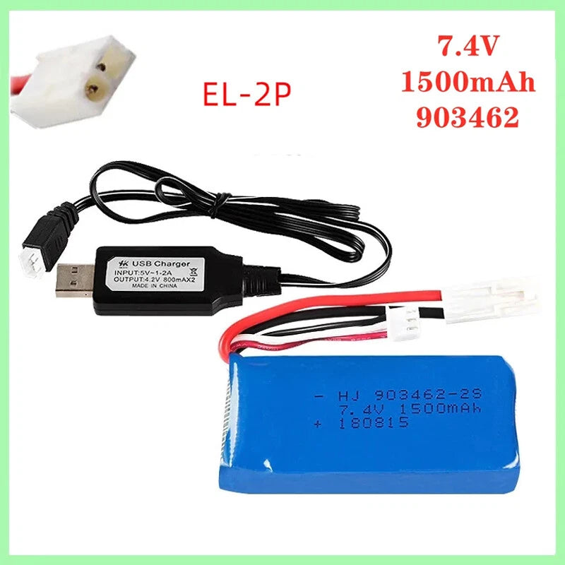Rc Lipo Battery 7.4V 1500mAh 2S EL-2P Plug For FT009 Rc Boat / Rc Toys RC Racing