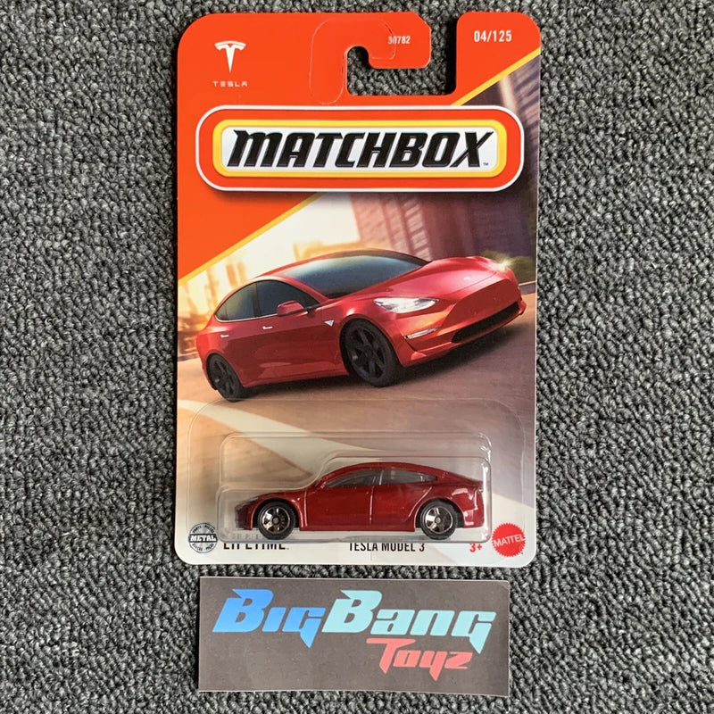 Matchbox Tesla Model 3 Red #04 Basic Mainline 2025 Case E (In-Stock) New EV