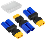 Itexkun XT60-to-EC5 plug adapter connectors, blue/black with yellow EC5 ends (3 pcs)