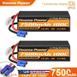 2x 14.8V 4S 7500mAh LiPO Battery Hard Case for RC Car Truck Buggy Tank Boat UAV