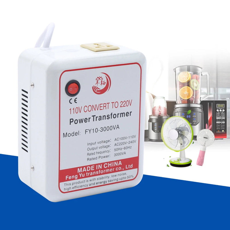 White 100V-120V to AC 220V-240V Step-Up Only Voltage Converter 3000W Transformer