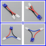 RC LiPo parallel wire adapter with blue Tamiya-style connectors and red/black wiring