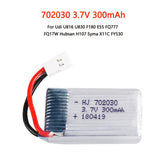 3.7V 300mAh LiPo battery with red/black leads and white 3-pin connector