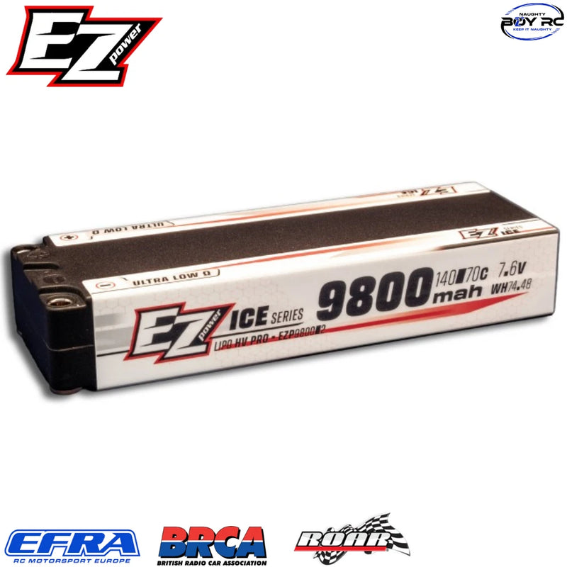 EZpower Ice Series 9800mah Stick Long Run Lipo HV PRO 7.6v 2s 140/70c 5mm RC Car Battery