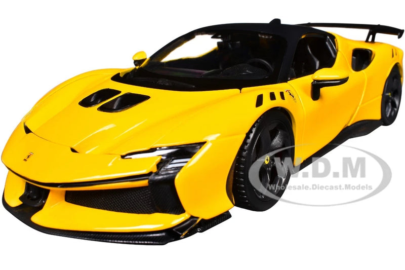 FERRARI SF90 XX STRADALE YELLOW 1/24 DIECAST MODEL CAR BY BBURAGO 26032
