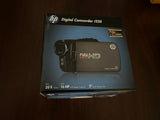 HP digital camcorder retail box with Full HD and 3-inch touch screen text