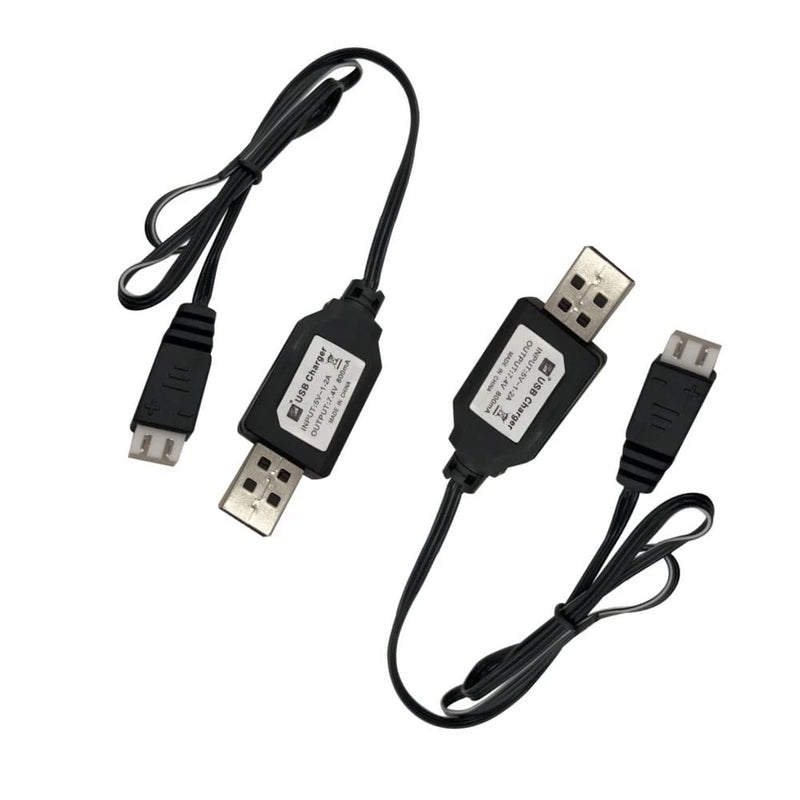 7.4V RC Battery Charger 2-Pack USB Cable for SCX24 Car Truck Boat black Battery