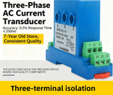 AC Current Transmitter 3-Phase 4-20mA 0-10V RS485 Sensor 0-30A Transducer