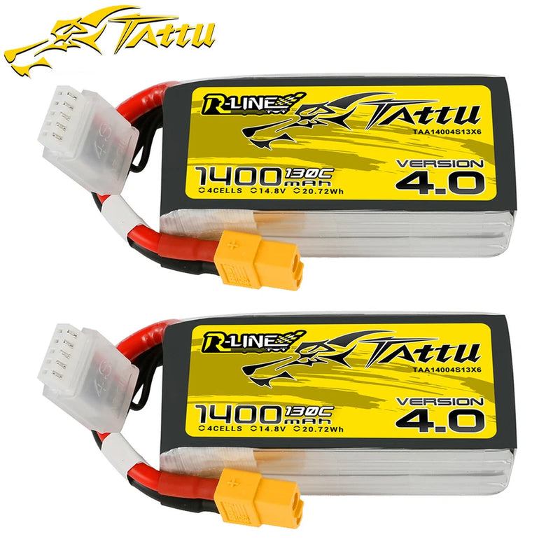 2X Tattu R-Line Version 4.0 1400mAh 14.8V 130C 4S Lipo Battery XT60 PlugFor FPV Battery