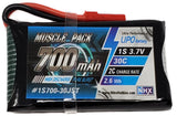 NHX Muscle Pack 1S 3.7V 700mAh 30C Lipo Battery w/ JST Connector