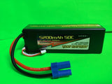 LiPo battery pack with hard case, 5200mAh 50C, EC5 plug and black wiring