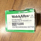 Welch Allyn 3.5V rechargeable battery, REF 72200, on green-labeled pack