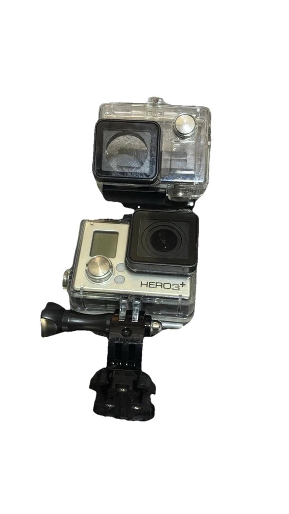 GoPro HERO3+ action camera in clear waterproof housing with mounting bracket