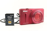 Nikon COOLPIX S9500 Digital Camera Red Color No BOX Item Used Product