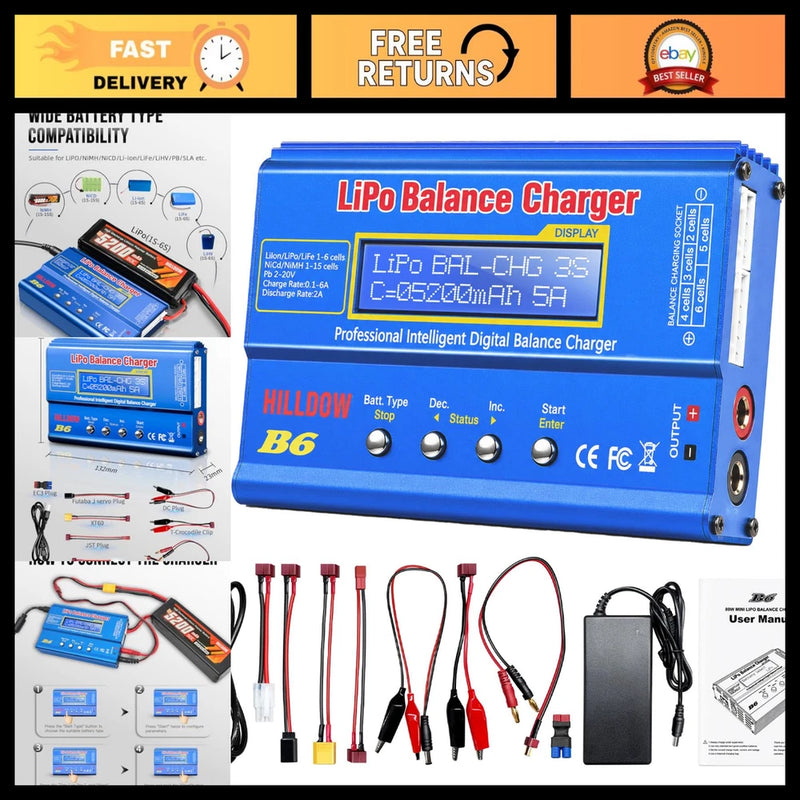 80W Mini Balance RC Battery Charger/Discharger for LiPo, Li-ion, NiMH, NiCd - LC Battery
