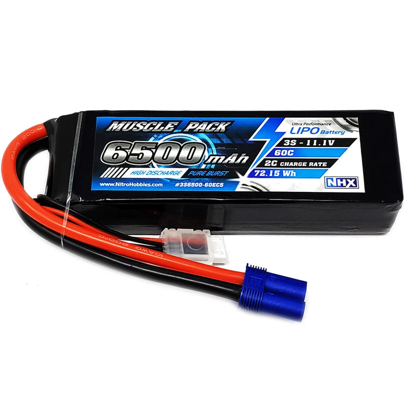 NHX Muscle Pack 3S 11.1V 6500mAh 60C Lipo Battery : KRATON 4x4 4S BLX Battery
