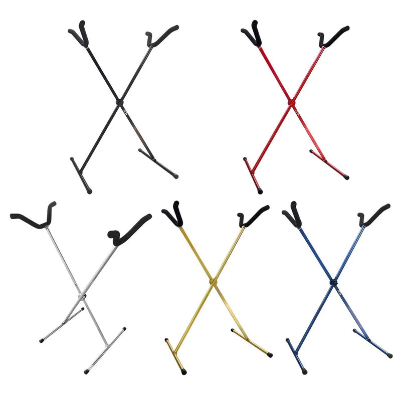 RC airplane model display stand, X-shaped metal legs in black, red, gray, gold, blue