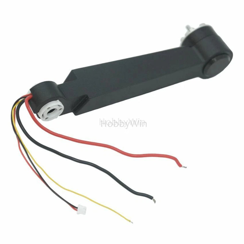 Black rear motor power arm with wire harness and connector for brushless RC quadcopter