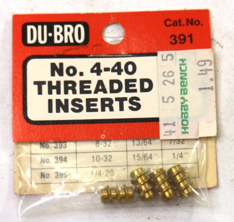 Du-Bro No. 4-40 Threaded Inserts lot of 4  Cat #391