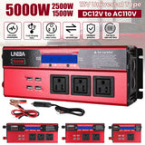 5000W Car Power Inverter DC 12V/24V to AC110V Converter With 4 USB Fast Charging