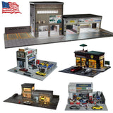 Diorama 1/64 Scale Diecast Car Garage Model LED Street Buildings Scene Gifts US