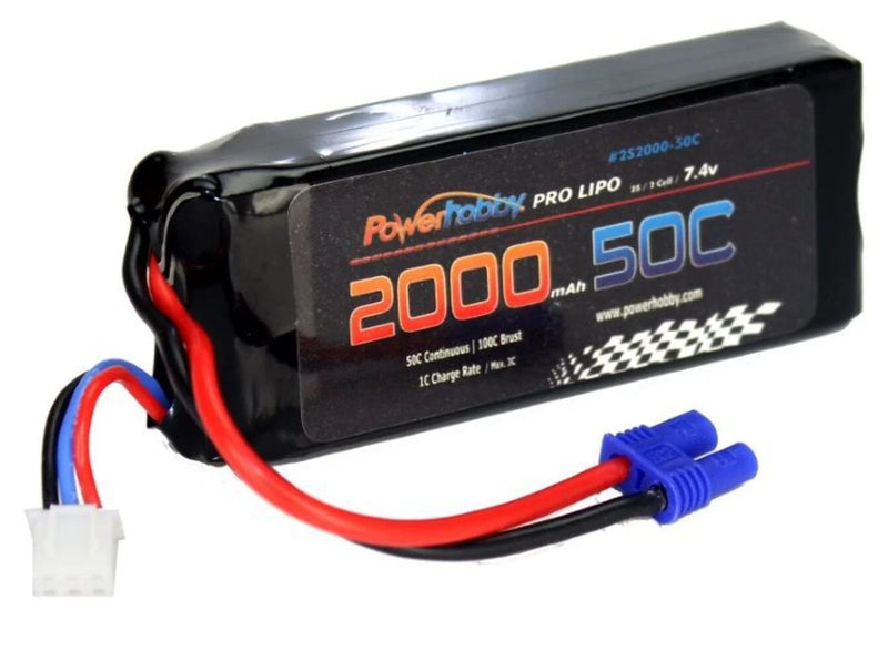 Powerhobby 2S 7.4V 2000mAh 50C Lipo Battery Pack with EC2 Plug Battery