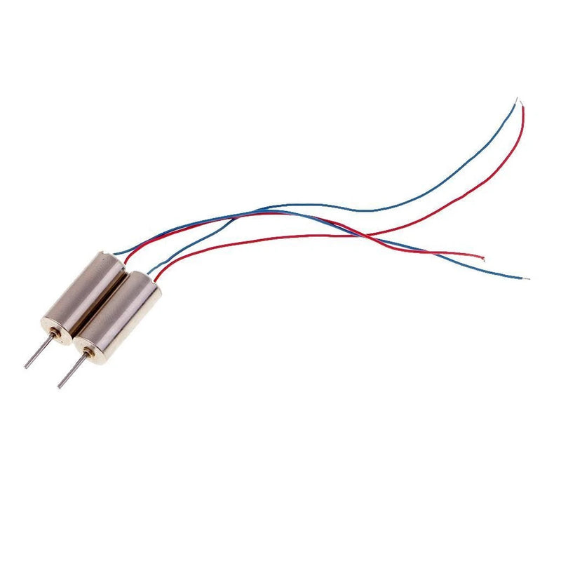 Set of 2 DC coreless motors with attached wire leads, small cylindrical design