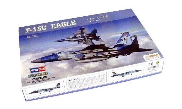 HOBBYBOSS 1/72 F-15C Eagle aircraft model kit box with product photos