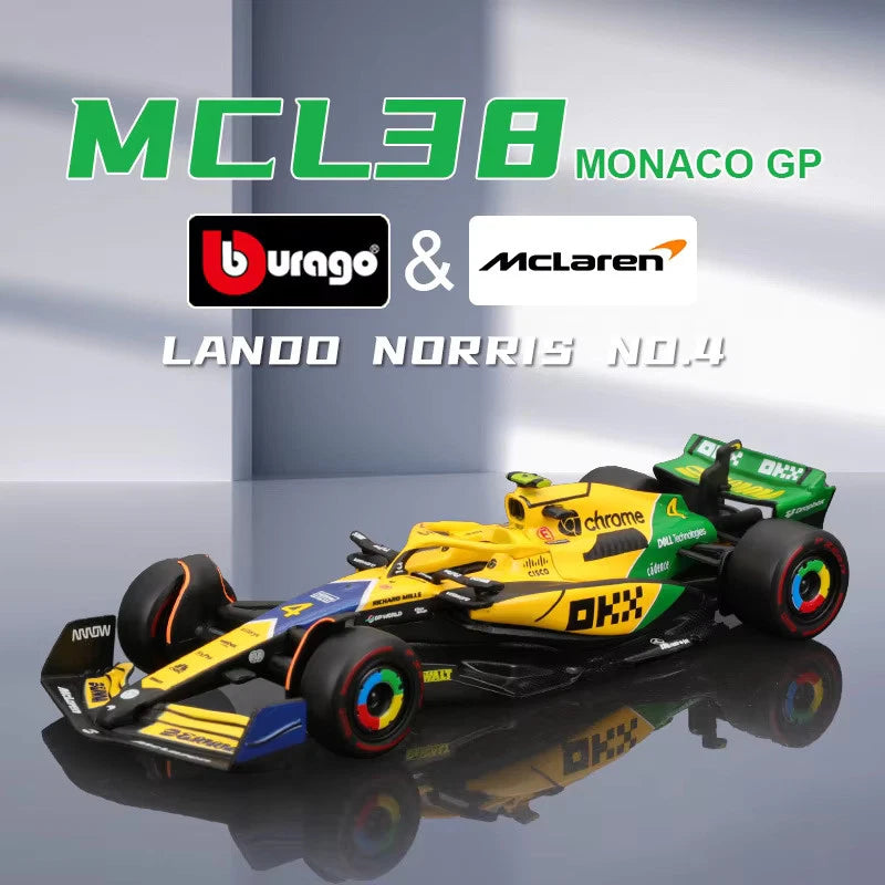Bburago 1:43 2024 F1 Mclaren MCL38 Monaco Car Diecast Model Norris Piastri
