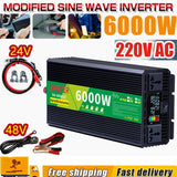 6000W Power Inverter DC 24V/48V to AC 220V Modified Sine Wave Converter With LCD