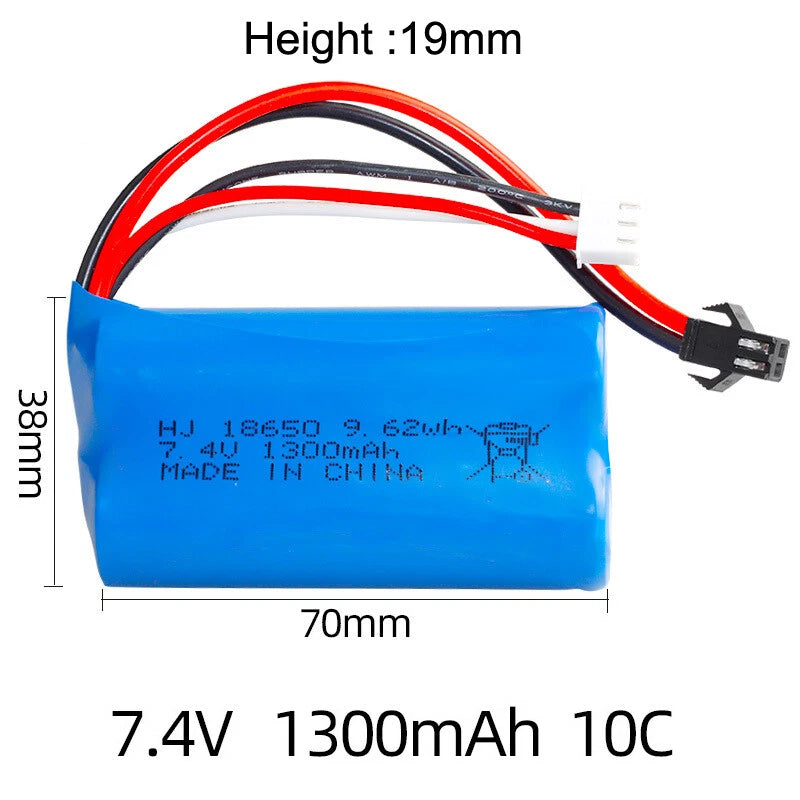 1Pack 7.4V 1300mAh Lipo Battery for Watch Gesture Sensing Twisted RC stunt car