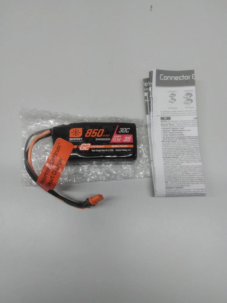 Spektrum SPMX8503S30 11.1V 850mAh 3S 30C Smart G2 LiPo Battery Pack (Open Box) Battery