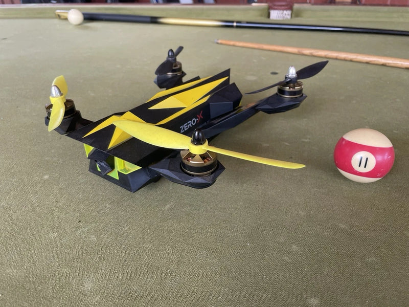Blitz Zero X quadcopter drone in bright yellow with four propellers