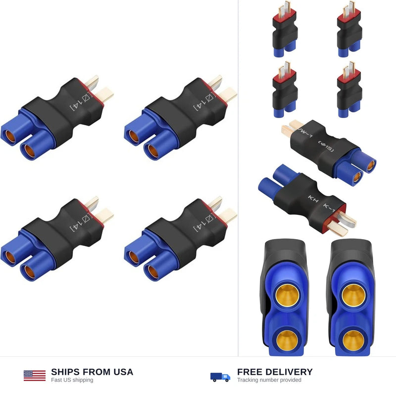 4pc T Male to EC3 Female Connector Adapter for RC Lipo Battery Drone ESC Battery
