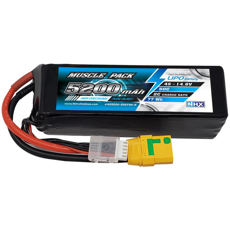 NHX Muscle Pack 4S 14.8V 5200mAh 50C Lipo Battery w/ XT90 Connector Battery