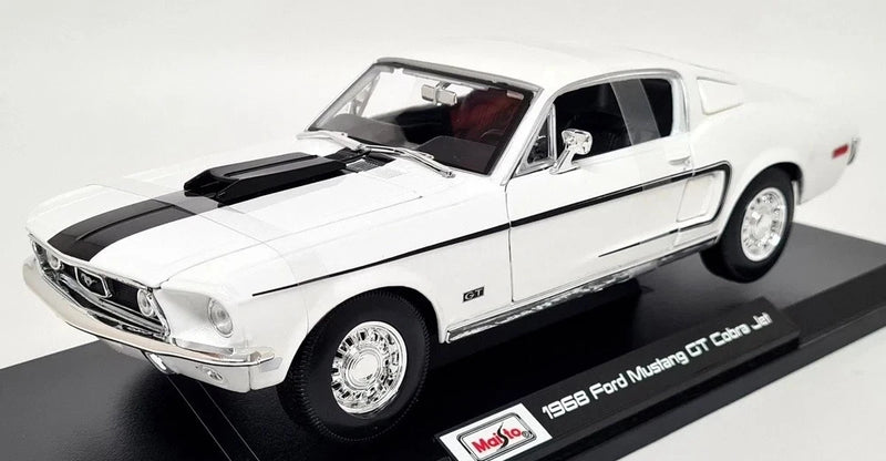 ?MAISTO 1:18 SCALE - 1968 FORD MUSTANG GT COBRA JET WHITE DIECAST MODEL CAR ?